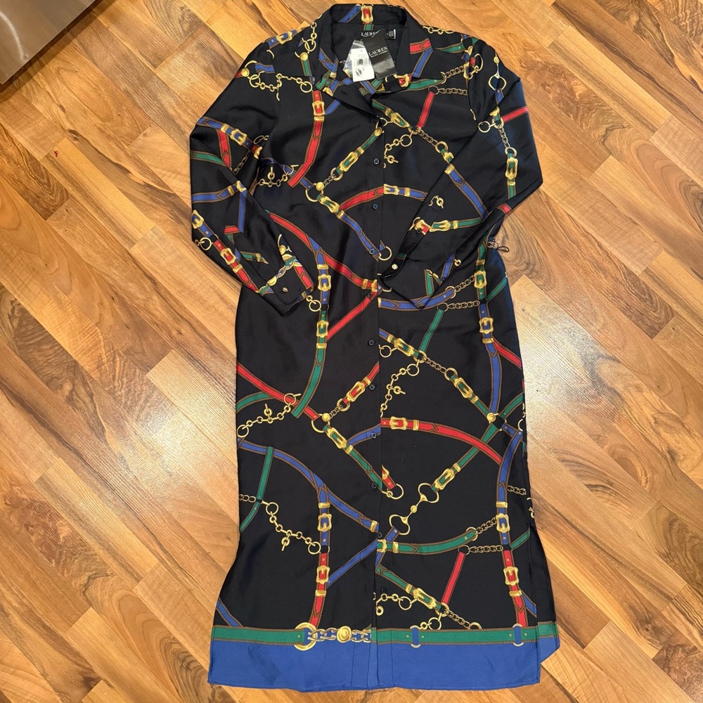 Elegant Chain Print Black Dress